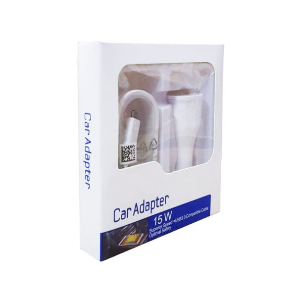 samsung dual usb car charger with cable white
