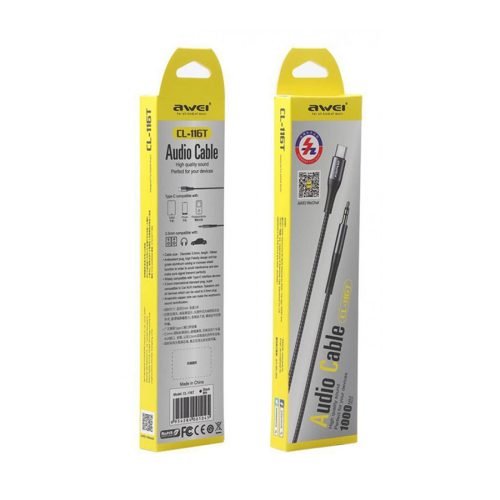 Awei CL 116T Aux to Type C Cable (1M) – Black