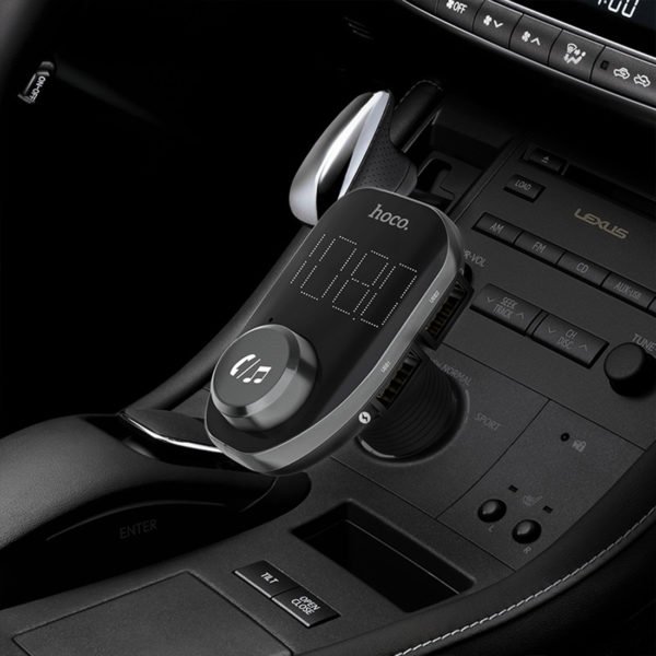 hoco e45 happy route car wireless fm transmitter car charger display4
