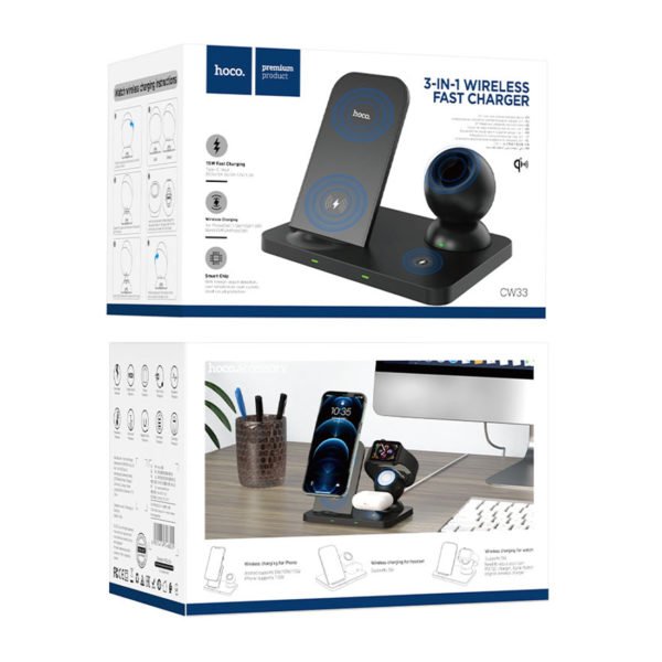 hoco cw33 ultra charge 3in1 vertical wireless fast charger 5