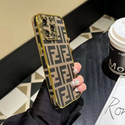 Brown Black Fendi Case For iPhone