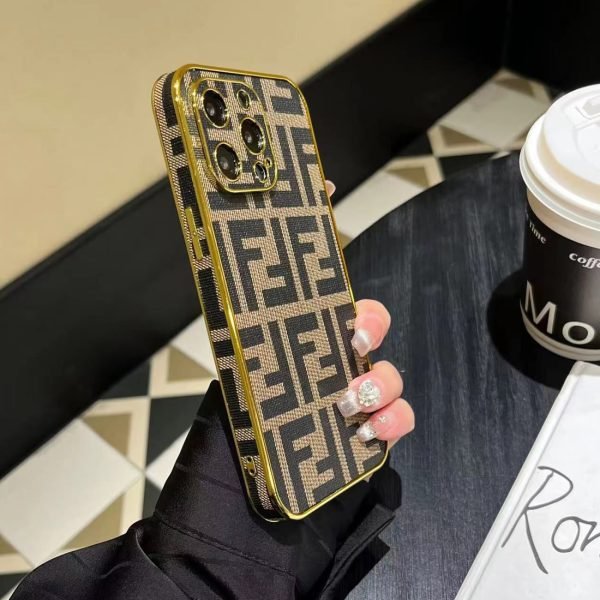 Brown Black Fendi Case For iPhone