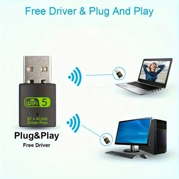 USB WiFi And Bluetooth Adapter,600Mbps Dual Band 2.4G 5G Wireless WiFi Dongle (AC Series) 3