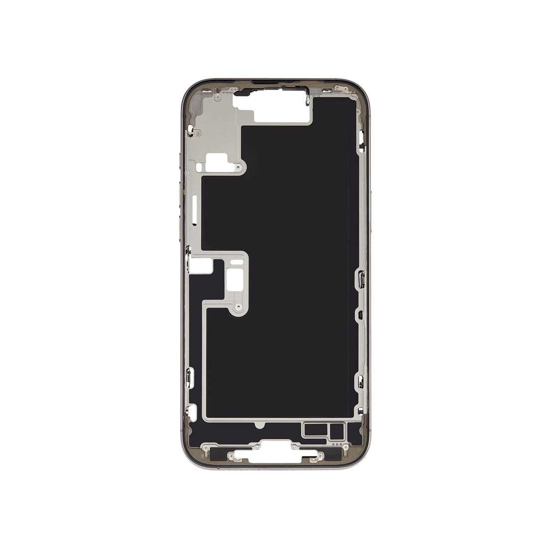 iPhone 16 Pro Max Mid Frame Housing + Small Parts – White Titanium iPhone 16 Pro Max Mid Frame Housing + Small Parts – White Titanium