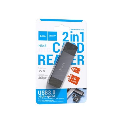 Hoco HB45 SD Card Reader Metal Grey