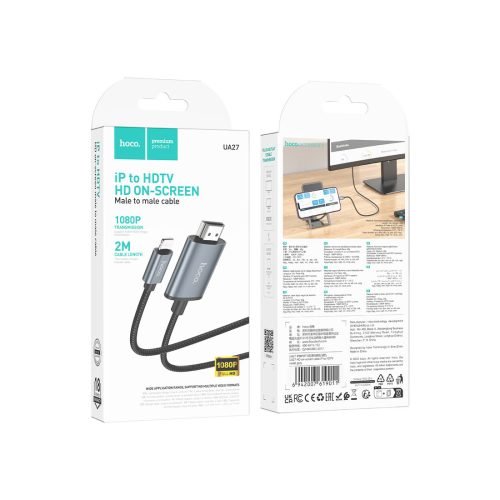Hoco UA27 Lightning Adapter to HDMI Metal grey pack