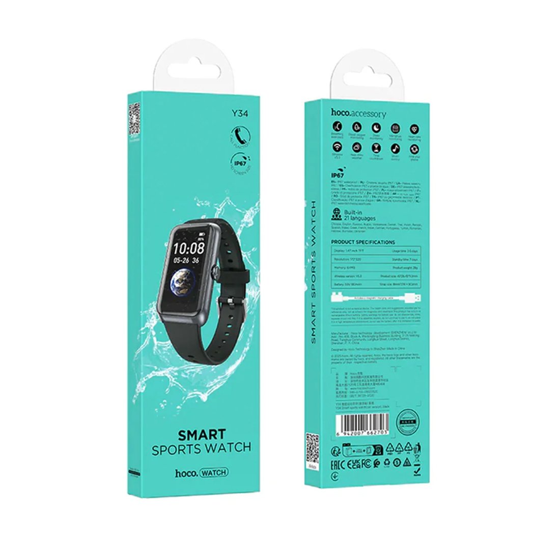 Hoco Y34 Smart sports watch call version – Black Hoco Y34 Smart sports watch call version – Black