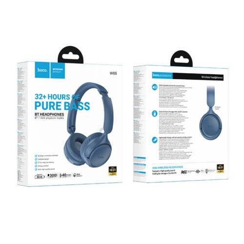 hoco w66 wireless bluetooth headphones blue 1